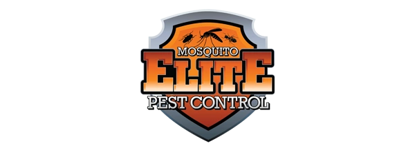 Mosquito Elite Pest Control full color logo in orange, gray, and black on the website header